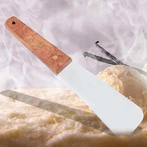 Stainless Steel Ice Cream Scoop with Ergonomic Wooden Handle for Hard Ice Cream Dessert and Butter Cutting