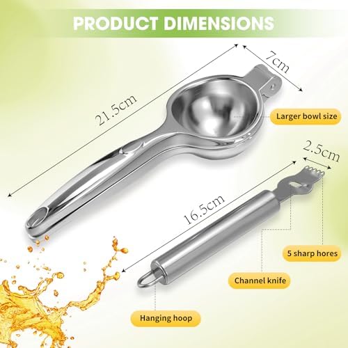 VINATO Manual Citrus Juicer, Stainless Steel Lemon Squeezer for Bar and Kitchen, Kitchen, Bar, Restaurant, 7 cm