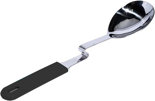 Souper Cubes + Lori Greiner No Mess Stainless Steel Cooking Spoon with Silicone Handle - Stainless Steel Serving Spoon No Mess Design Hooks on Side of Any Pot - Charcoal