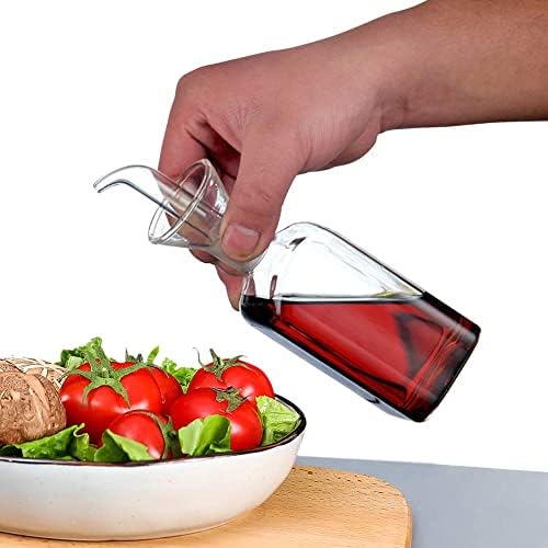Olive Oil bottle, Olive Oil Dispenser, Olive Oil Vinegar Cruet, Cooking Wine Cotainer Salad Dressing Glass Oil Bottle, Vinaigrette Oil Dispenser for Kitchen or BBQ(8.5 oz)