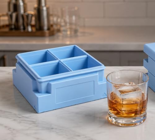 Party Set, 3-Piece Premium Silicone Ice Cube Trays with Watertight Design, Any-Which-Way No-Spill Stackable Freezer Mold for Cocktails, RV, Baby Food & Odor-Free Ice (Raw, Clear Silicone)