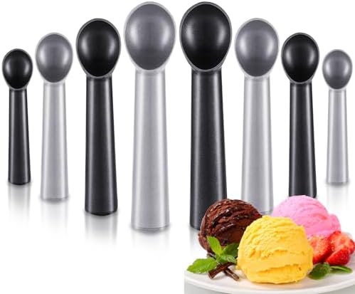 Gejoy 8 Pcs Ice Cream Scoop Set, Ice Cream Scoops 7 Inch, Black and Silver