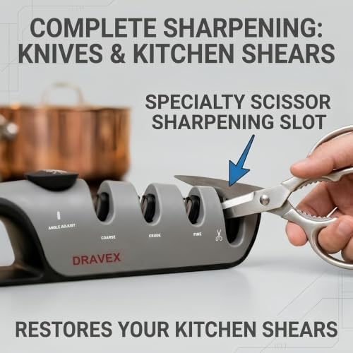 DRAVEX 4-Stage Professional Knife Sharpener Adjustable Angle Guide