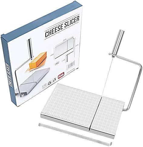 Cheese Slicer with Scale Stainless Steel Cheese Cutter with 6 Wires Butter Metal Cutting Board Vegetables Sausage Ham Herbs Food Multipurpose Kitchen Cutting Gadgets