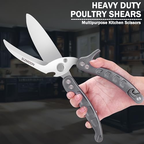 Heavy Duty Kitchen Shears,Poultry Shears with Safety Lock,Grey