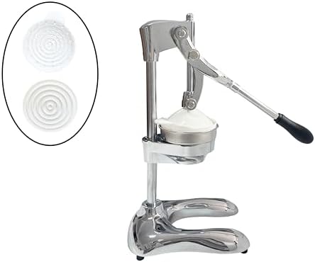 LIU&LIU Hand Press Fruit Juicer,Stainless Steel Citrus Juicer with Lever Press,Manual Squeezer with Two Sets of Press Lids and Filters for Lemon Orange,Silver White