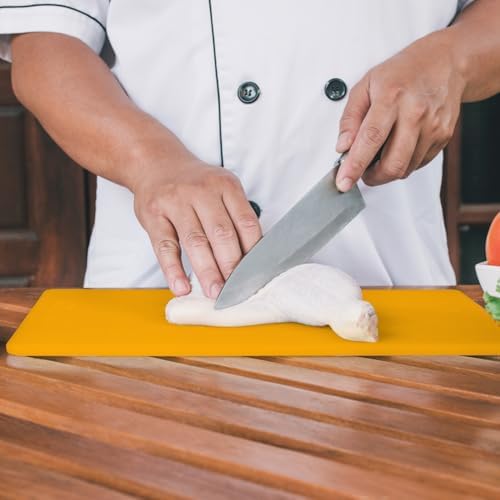 Dexas NSF Certified Polysafe Cutting Board with Handle, 11 x 14.5 Inches, Reversible Kitchen Cutting Board, Yellow