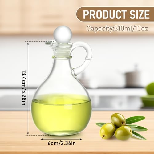Teenyyou 2 Pcs Oil Vinegar Dispenser Set, 10.5 oz Glass Bottles Kitchen