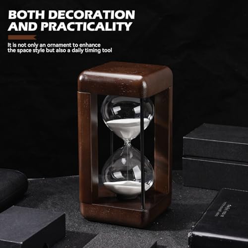 Hourglass Timer 60 Minute,Large Premium Walnut Sand Timer,Decor for Home, Desk,Office, Wedding Decor (White)