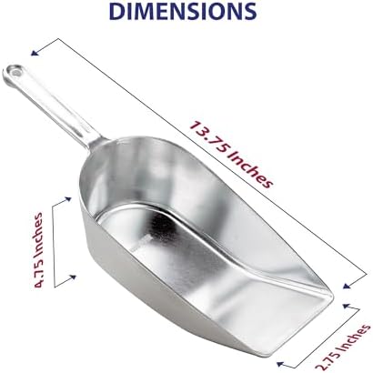 HIC Kitchen Flat Bottom Food Utility Scoop, 13.75-Inches, 350-Millimeters, Commercial-Grade Anodized Cast Aluminum