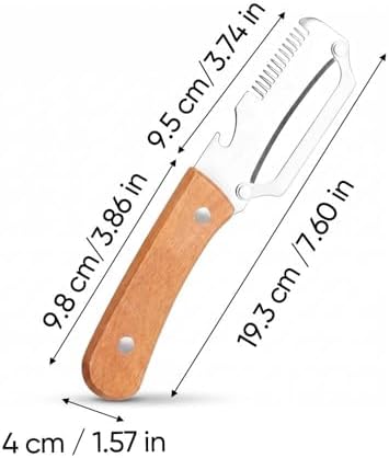 Multi-Functional Vegetable Peeler with Julienne Slicer & Bottle Opener, Stainless Steel Blade & Wooden Handle, Ergonomic Kitchen Tool for Peeling, Slicing & Shredding Fruits & Veggies (Style-B, 1PC)
