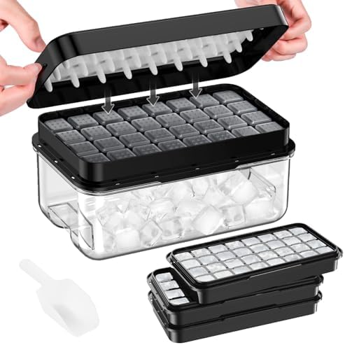 PHINOX 1" Ice Cube Tray with Lid and Bin, Easy Release 96 Cubes for Freezer