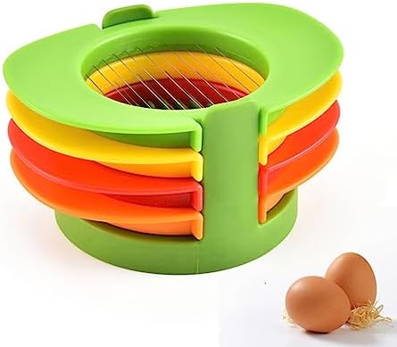 Hemoton Egg Slicer Stainless Steel Egg Cutter 4-in-1 Heavy Duty Strawberry Fruit Garnish Slicer Multifunction Egg Separator Kitchen Utensils Gadgets