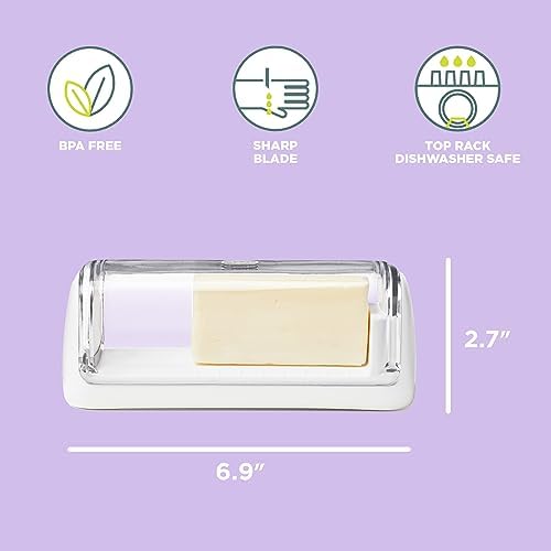 Chef’n Slice'n Store Butter Dish with Built-In Slicer Lid – Fits Long & Short Sticks, Measurement Marks Included – Keeps Butter Fresh & Ready to Slice