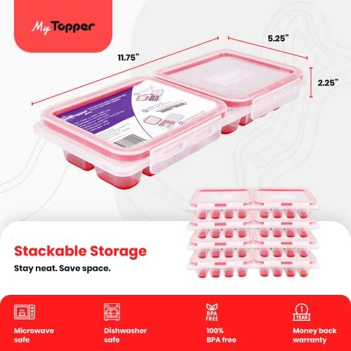 IceTopper Plus Ice Cube Tray with 2 Attached Lids - Easy Release Ice Cube Molds, 16 Cubes per Tray, Stackable & Dishwasher Safe, 100% Food Grade Materials, BPA Free & Recyclable