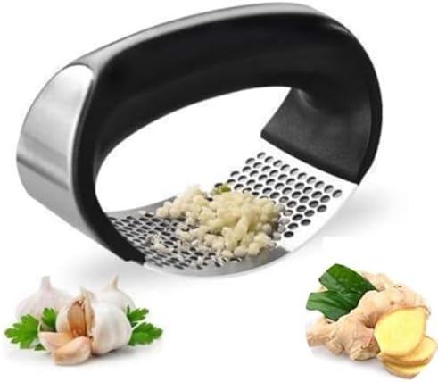 BAAAN® Garlic Crusher & Ginger Crusher – 2-in-1 Garlic Press, Mincer, Chopper & Peeler | Mini Hand Press Garlic Cutter & Smasher for Kitchen Use | Stainless Steel Garlic Presser