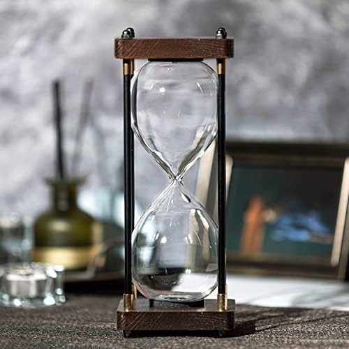 SAMLONG Large Fillable Hourglass Timer, Decorative Wooden Empty Sand Timer