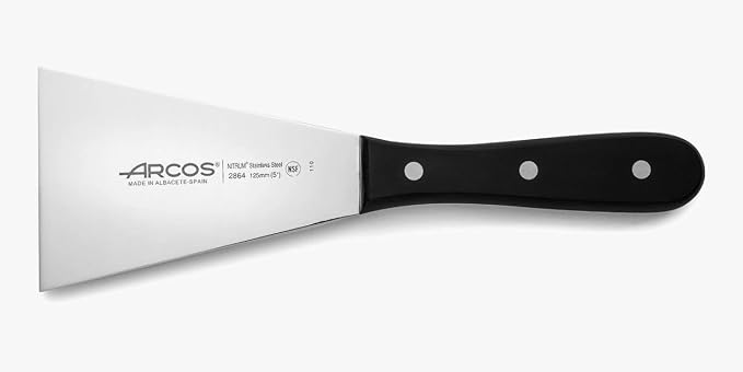 Arcos Universal Series Black Spatula - Nitrum Stainless Steel Blade 5"x3.5" - Polyoxymethylene Handle - Resistant to High/Low Temps (-40ºC to 150ºC) - Stainless Steel Riv