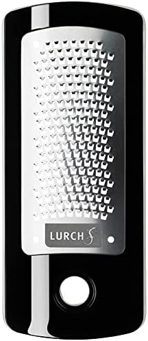 Lurch Germany RazorTech - Mini Nutmeg, Cheese, Spice, Garlic and Ginger Grater - Lemon & Citrus Zester - Stainless Steel Grinder with Food Storage Container - Black