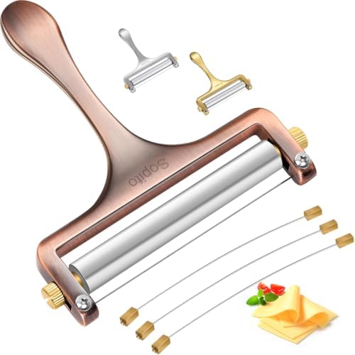 Sopito Stainless Steel Wire Cheese Slicer with 3 Extra Wires, Copper