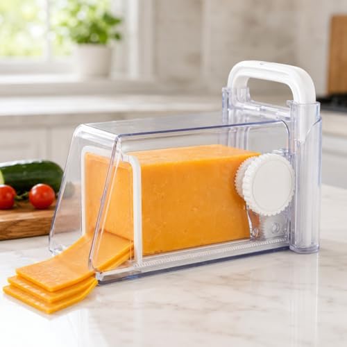 Cheese Cutter Storage Container, ABS Multifunctional Cheese Chopper Grater Cutting Tool with Stainless Steel Blades, Butter Slicer Cutter Container Box for Home Kitchen
