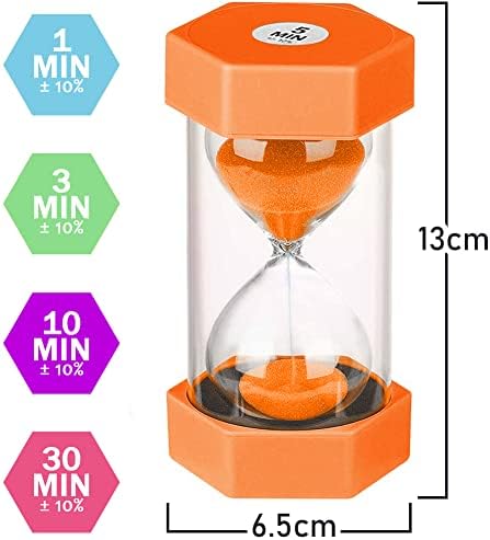 SANDTIMER 5 PcsColorful Hourglass, Sand Timers, Acrylic Hourglass Timer, Kitchen Timer,1/3/5/10/30 Minutes Sandglass for Classroom, Home, Kitchen, Office Decoration