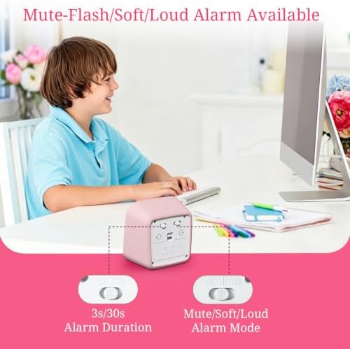 Visual Timer for Kids and Adult, 60-min Countdown Timer, LightPink