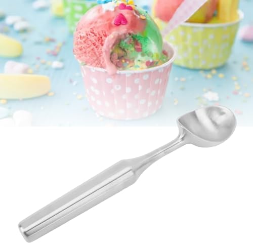 Ice Cream Scoop, Metal Ice Cream Scooper, Stainless Steel Ice Cream Scoop, Nonstick Anti Freeze One Piece Scooper Spoon, Long Handle Ice Cream Ball Spoon for Ice Cream, Cookie Dough, Sorbet (Silver)