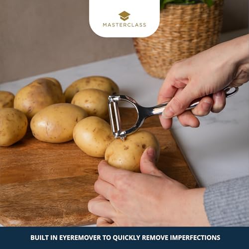 MasterClass KitchenCraft KCMCYP Heavy Duty Y-Shaped Swivel Potato Peeler, Silver