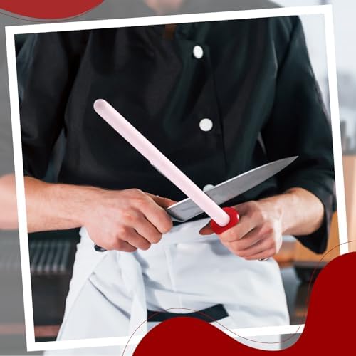 Ceramic Honing Rod for Knives, 11 Inch Knife Sharpener, Red
