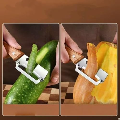 Multi-Functional Vegetable Peeler for Kitchen,Upgrade 2 in 1multifunctional Vegetable Peeler,Multi Functional Vegetable Fruit Peeling Tools with Bottle Opener and Wooden Handle ﻿ (2PCS)