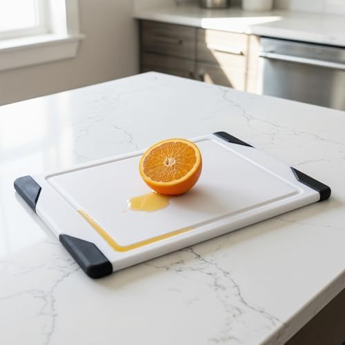 Plastic Cutting Boards for Kitchen, Cutting Board Dishwasher Safe Chopping Boards - Dishwasher, White/Black