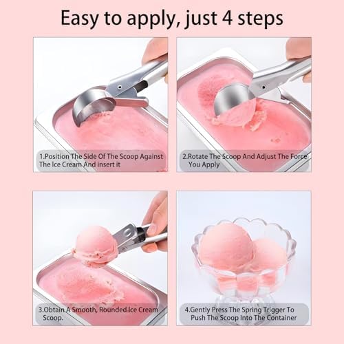 Premium Ice Cream Scoop Set,2 Pcs Stainless Steel Ice Cream Scoop-With Release Trigger,Heavy duty metal,Dishwasher Safe,Suitable for fruit,ice cream,frozen yogurt and sundaes,Small & large