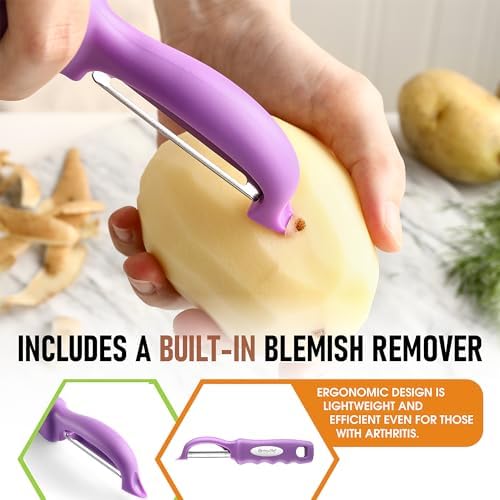Spring Chef Stainless Steel Swivel Vegetable Peeler & Professional Large Dough Blender - 2 Product Bundle - Orchid