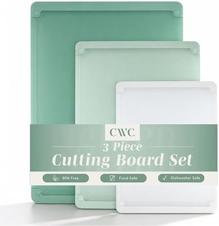COOK WITH COLOR Extra Large Cutting Board Set, Jumbo-Sized Boards with Rubber Border for Enhanced Cooking Experience, 3-Piece, Sage
