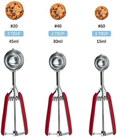3PCS Stainless Steel Cookie Scoop Set, 1/2/3 Tbsp, Non-Slip Grip