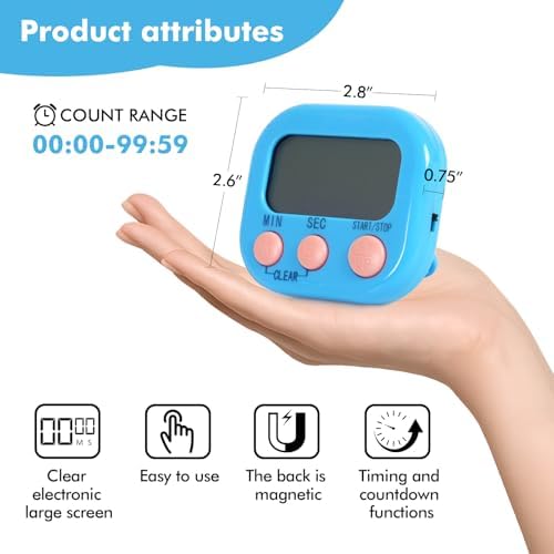 6 Pack Digital Timer for Kids Classroom,Kitchen Timers for Cooking