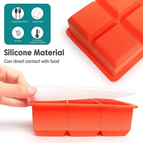 Excnorm Silicone Ice Cube Trays, 3‑Pack Large Square Molds with Lid
