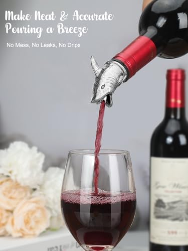 Animal Wine Pourer Spout, Drip Free Bottle Pourer & Stopper for Wine and Liquor Bottles, Funny Gift for Men, Dad, Hostess and Housewarming, Bar Cart Accessory for Holiday Party Decor, Multiple Animal