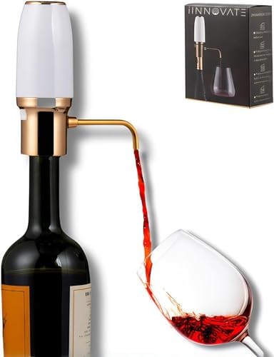 Electric Wine Aerator, Modern Wine Aerator, Electric Wine Dispenser, Gold and White Wine Pourer, Wine Pump, Automatic Wine Pourer, Wine Dispenser, Rechargeable with Micro USB Cable