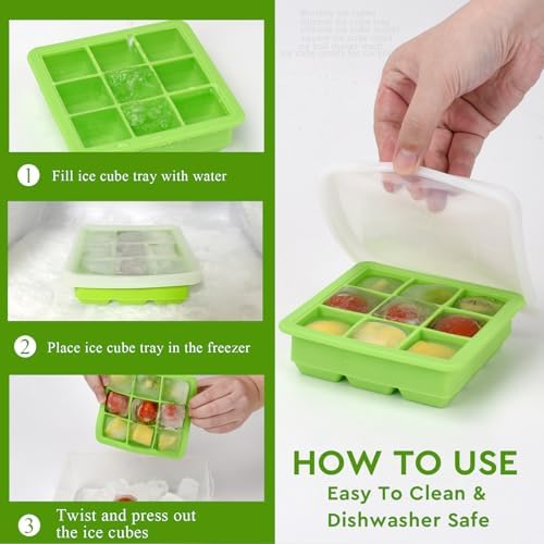 Small Ice Cube Trays for Freezer, Silicone Ice Cube Tray with Lid