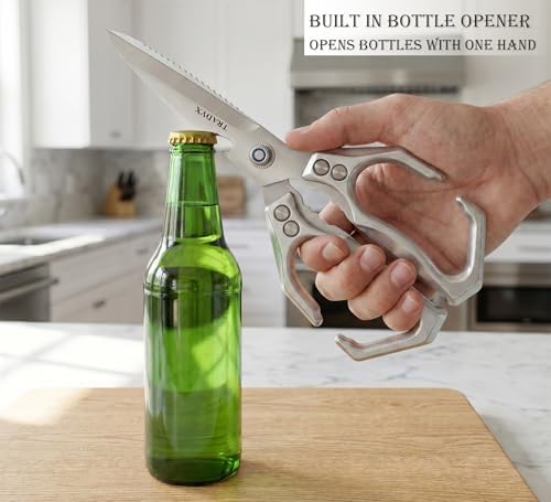 Kitchen Scissors All Purpose Heavy Duty, 3Cr14 Stainless Steel Blades with Cast Aluminum Handle, Detachable Poultry Shears for Cutting Chicken Meat Fish Vegetables