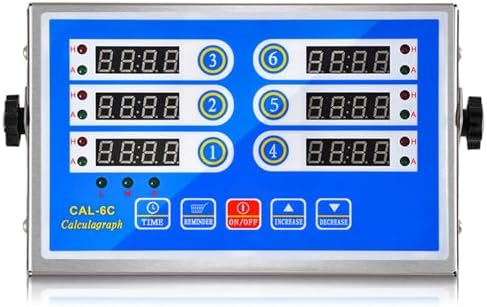 Commercial 6 Channel Kitchen Timer Cooking Countdown with Clear Display Loud Ring Alarm Reminder for Restaurant Multiple Events