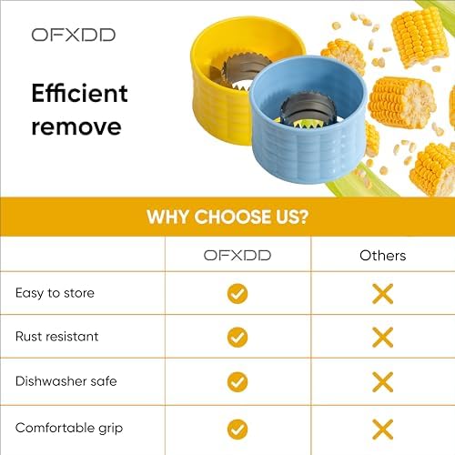 Corn Peeler for Corn on the Cob - Plastic Corn Stripper for Cobber - Fresh & Sweet Corn Kernel Remover Tool With Stainless Steel Blades, Quick Stripping, 2 Pcs