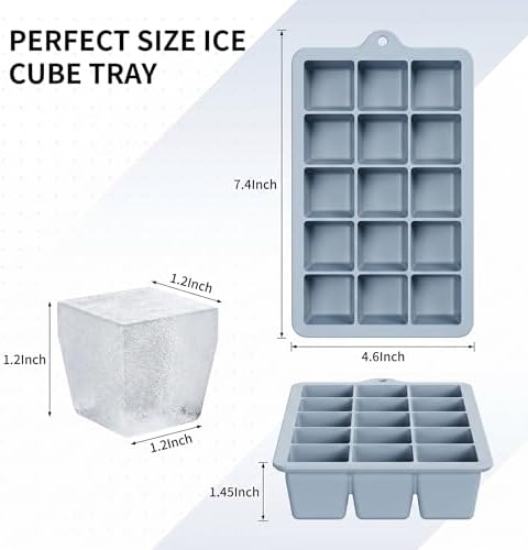 Silicone Ice Cube Tray 2 Pack, HANCELANT Ice Cube Mold, Ice Trays for Freezer with Lid for Whiskey, Cocktail, Drinks and Food, Freezer, BPA Free, Easy Release