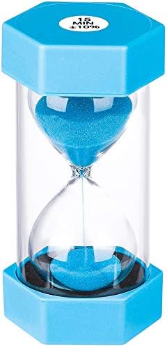 SuLiao Hourglass 15 Minute Sand Timer:Plastic Sand Clock, Large Blue Hourglass 15 Min,Reloj De Arena 15 minutos,Hour Glass Colorful Sandglass for Games, Classroom, Kitchen, Decoration