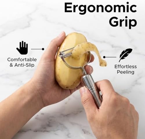 Vegetable Peeler Set 5 Pack – Stainless Steel Double-Sided Y Peeler for Potatoes, Carrots & Apples – Rust-Proof, Dishwasher Safe Kitchen Peelers with Ergonomic Non-Slip Handle – Multi-Purpose