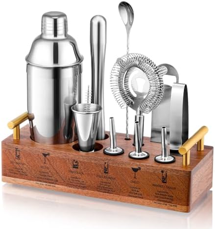 LUCKYGOOBO Cocktail Shaker Set,Bartender Kit,24oz Bar Tool Set,12-Piece