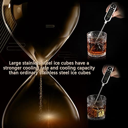4 Large Whiskey Stones 64 cm³ (4 cu in) - Man Gift Set - Reusable Stainless Steel Metal Ice Sphere Cubes Beverage Chilling Rocks Whiskey Stones for Red Wine, Bar Beer, Scotch, Vodka Drinks