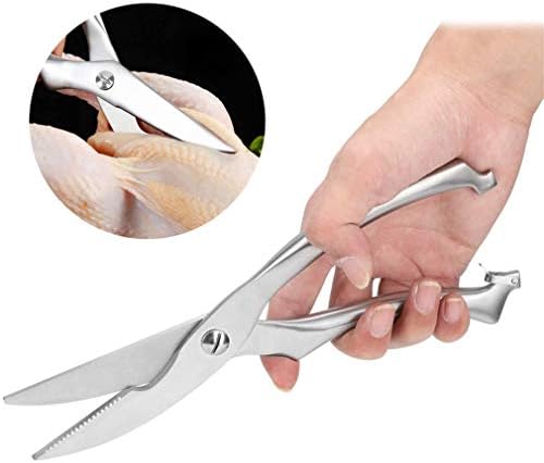 Poultry Shears, Heavy Duty Stainless Steel Kitchen Shears Premium Spring Loaded Food Scissors with Non-slip Handle and Safety Lock, for Cutting Bone, Chicken, Meat, Fish, Seafood, Vegetables